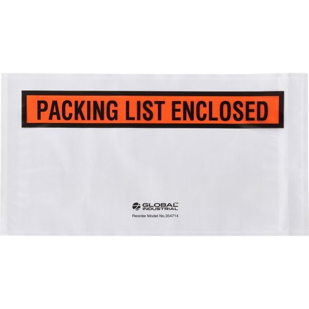 GLOBAL INDUSTRIAL Panel Face Envelopes, Packing List Enclosed, 5-1/2Wx10L, Orange, 1000PK 354714